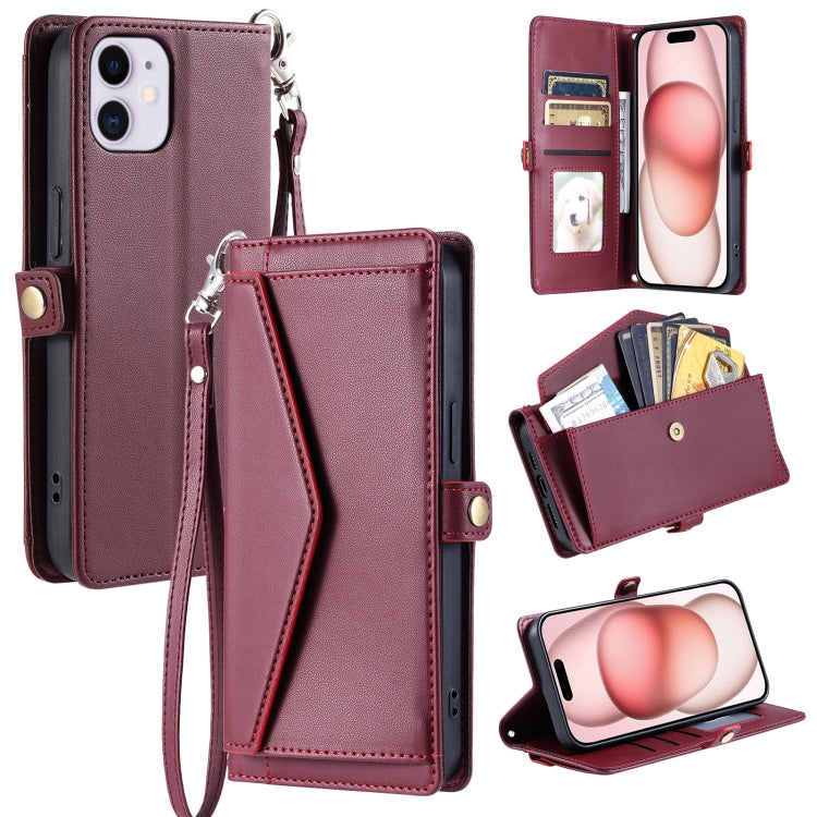 Wallet Multi-card Slot Leather Phone Case with Lanyard, For iPhone 12 Pro Max, For iPhone 12 Pro, For iPhone 11, For iPhone XS / X