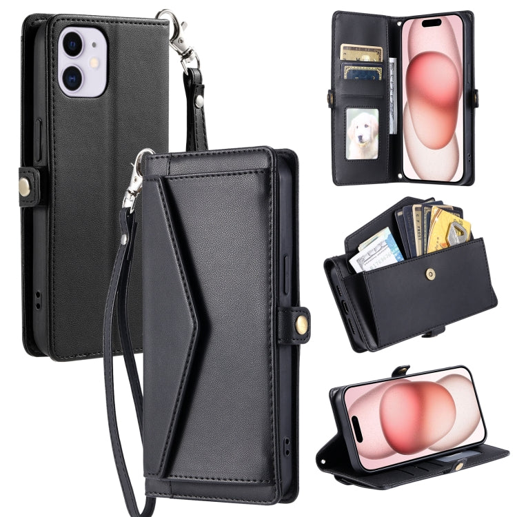 Wallet Multi-card Slot Leather Phone Case with Lanyard, For iPhone 12 Pro Max, For iPhone 12 Pro, For iPhone 11, For iPhone XS / X