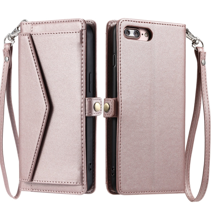 Wallet Multi-card Slot Leather Phone Case with Lanyard, For iPhone XS Max, For iPhone 8 Plus / 7 Plus