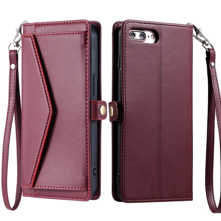 Wallet Multi-card Slot Leather Phone Case with Lanyard, For iPhone XS Max, For iPhone 8 Plus / 7 Plus