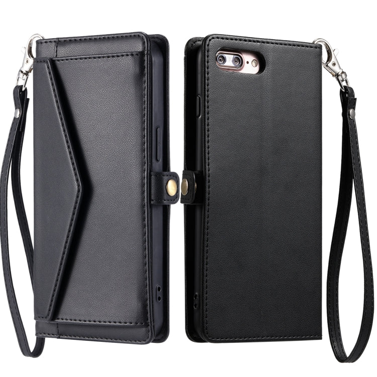 Wallet Multi-card Slot Leather Phone Case with Lanyard, For iPhone XS Max, For iPhone 8 Plus / 7 Plus