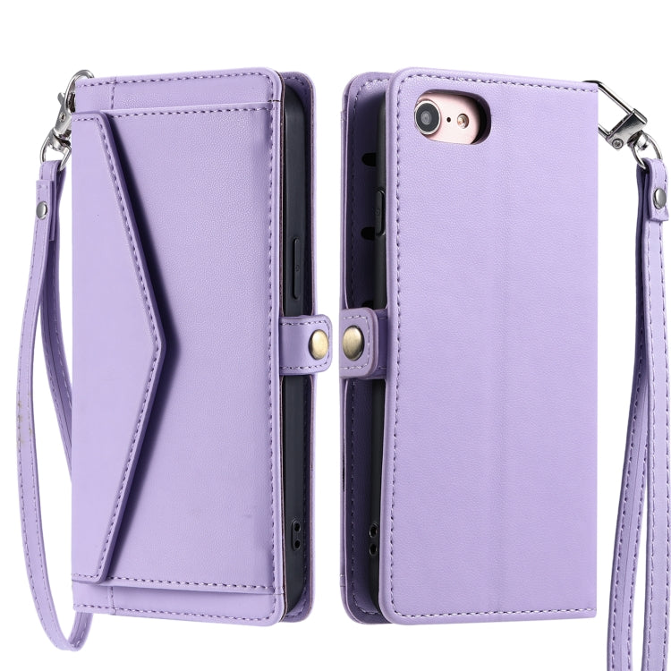 Wallet Multi-card Slot Leather Phone Case with Lanyard, For iPhone 14, For iPhone 14 Pro, For iPhone 14 Pro Max, For iPhone SE 2022 / SE 2020 / 7 / 8