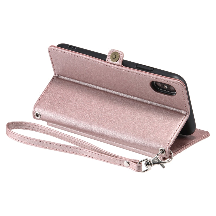 Wallet Multi-card Slot Leather Phone Case with Lanyard, For iPhone XS Max, For iPhone 8 Plus / 7 Plus
