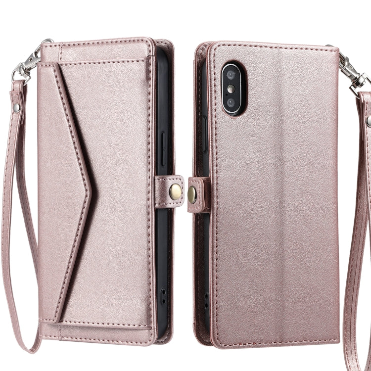 Wallet Multi-card Slot Leather Phone Case with Lanyard, For iPhone XS Max, For iPhone 8 Plus / 7 Plus