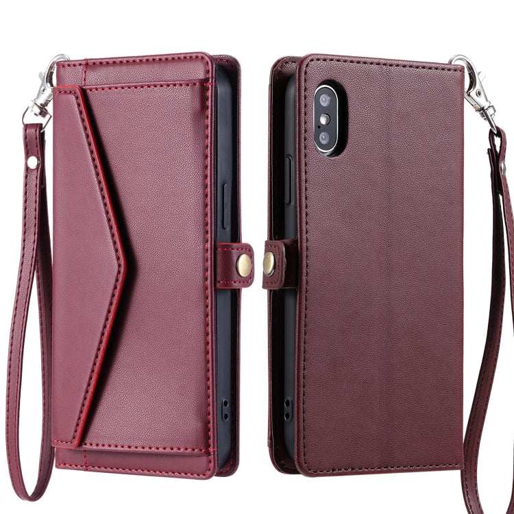 Wallet Multi-card Slot Leather Phone Case with Lanyard, For iPhone XS Max, For iPhone 8 Plus / 7 Plus