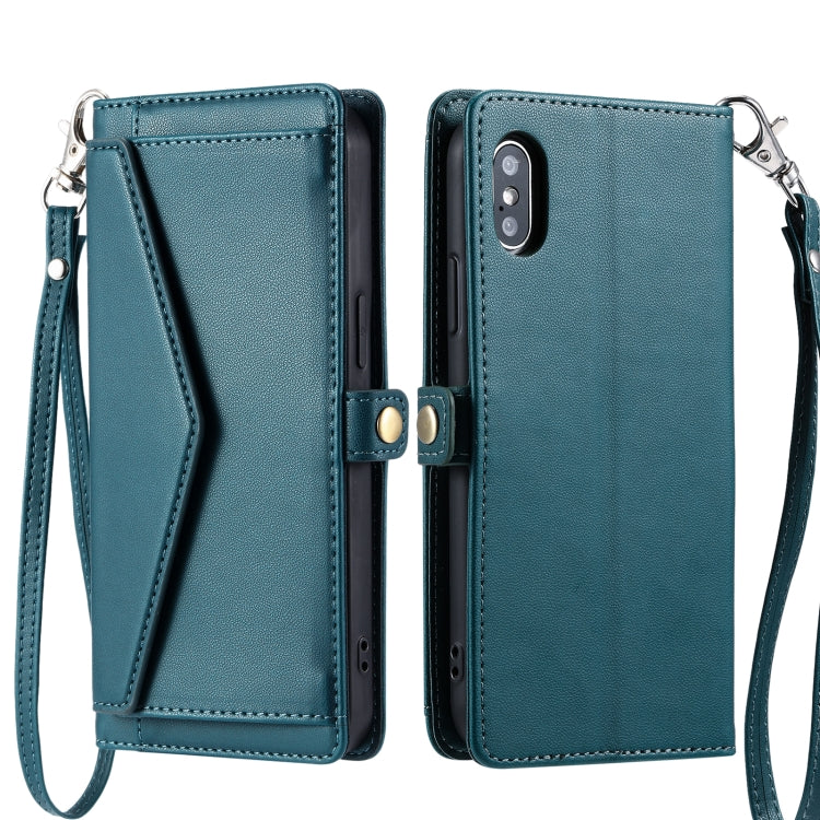 Wallet Multi-card Slot Leather Phone Case with Lanyard, For iPhone XS Max, For iPhone 8 Plus / 7 Plus