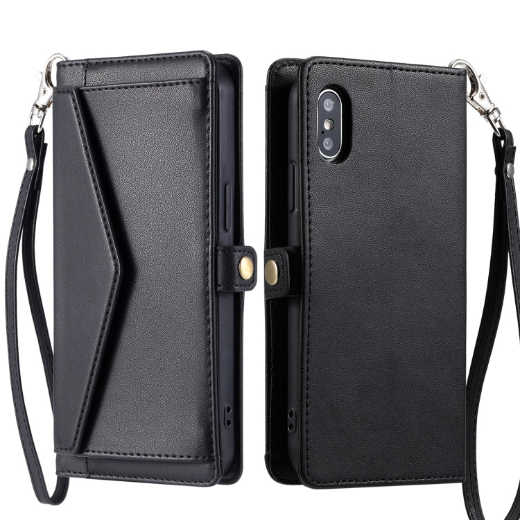Wallet Multi-card Slot Leather Phone Case with Lanyard, For iPhone XS Max, For iPhone 8 Plus / 7 Plus