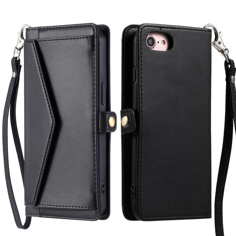 Wallet Multi-card Slot Leather Phone Case with Lanyard, For iPhone 16e, For iPhone 16 Pro Max, For iPhone 16 Pro, For iPhone 16 Plus, For iPhone 16