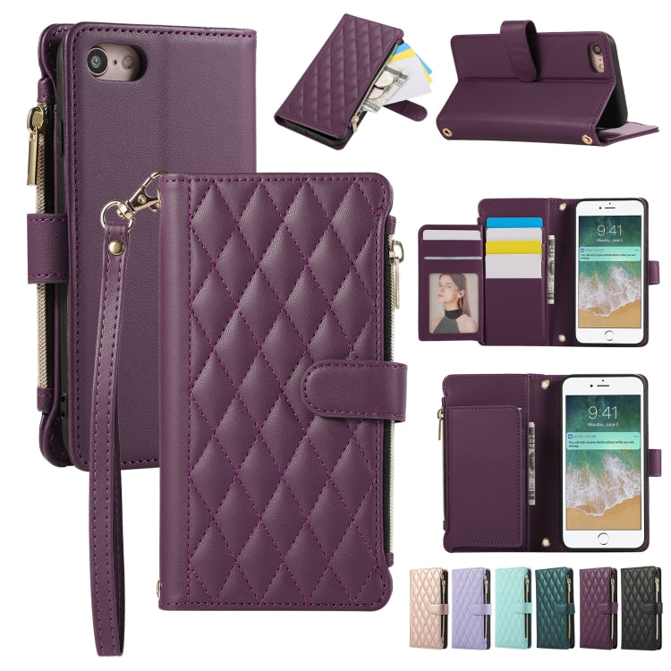 Rhombic Zipper Wallet Leather Phone Case, For iPhone 7 / 8 / SE 2022, For iPhone 13 Pro Max, For iPhone 13 Pro, For iPhone 13