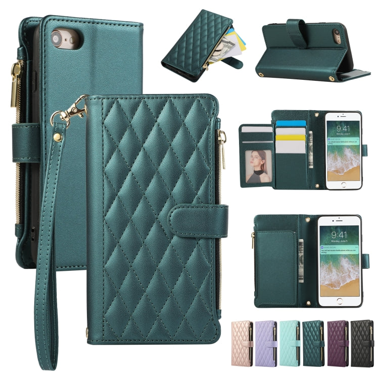 Rhombic Zipper Wallet Leather Phone Case, For iPhone 7 / 8 / SE 2022, For iPhone 13 Pro Max, For iPhone 13 Pro, For iPhone 13
