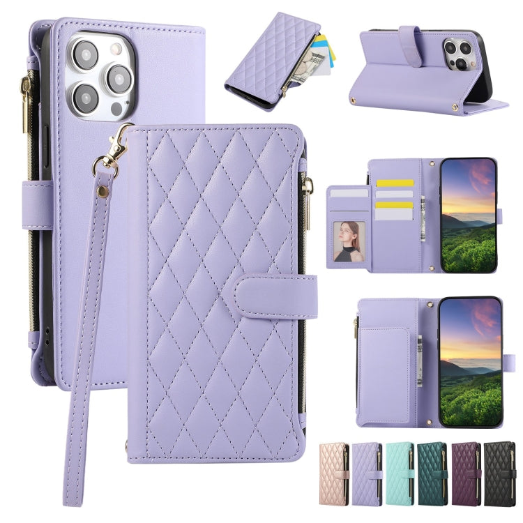 Rhombic Zipper Wallet Leather Phone Case, For iPhone 7 / 8 / SE 2022, For iPhone 13 Pro Max, For iPhone 13 Pro, For iPhone 13