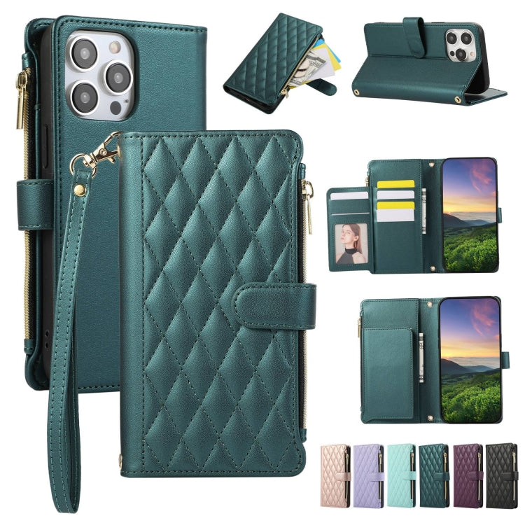 Rhombic Zipper Wallet Leather Phone Case, For iPhone 7 / 8 / SE 2022, For iPhone 13 Pro Max, For iPhone 13 Pro, For iPhone 13