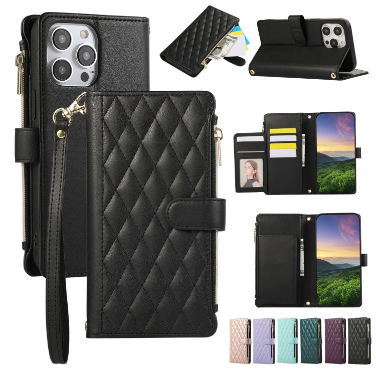 Rhombic Zipper Wallet Leather Phone Case, For iPhone 7 / 8 / SE 2022, For iPhone 13 Pro Max, For iPhone 13 Pro, For iPhone 13