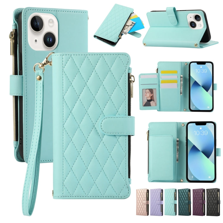 Rhombic Zipper Wallet Leather Phone Case, For iPhone 7 / 8 / SE 2022, For iPhone 13 Pro Max, For iPhone 13 Pro, For iPhone 13