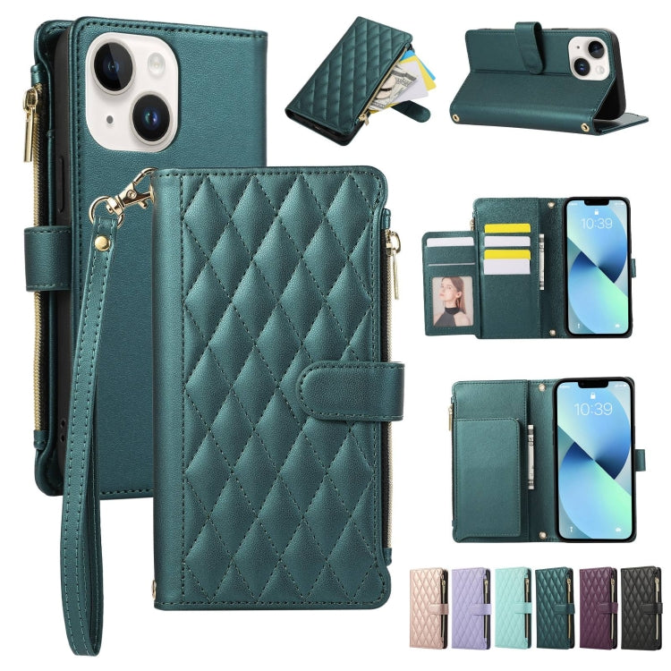 Rhombic Zipper Wallet Leather Phone Case, For iPhone 7 / 8 / SE 2022, For iPhone 13 Pro Max, For iPhone 13 Pro, For iPhone 13