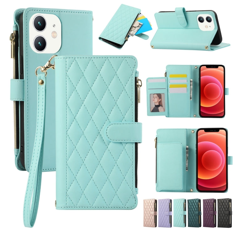 Rhombic Zipper Wallet Leather Phone Case, For iPhone 11 Pro Max, For iPhone 11, For iPhone 11 Pro, For iPhone X / XS