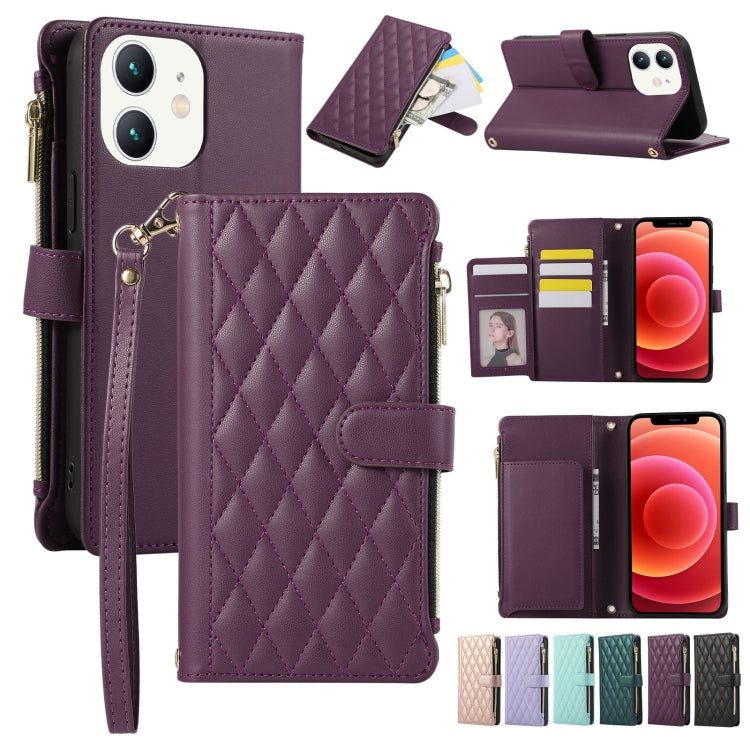 Rhombic Zipper Wallet Leather Phone Case, For iPhone 11 Pro Max, For iPhone 11, For iPhone 11 Pro, For iPhone X / XS