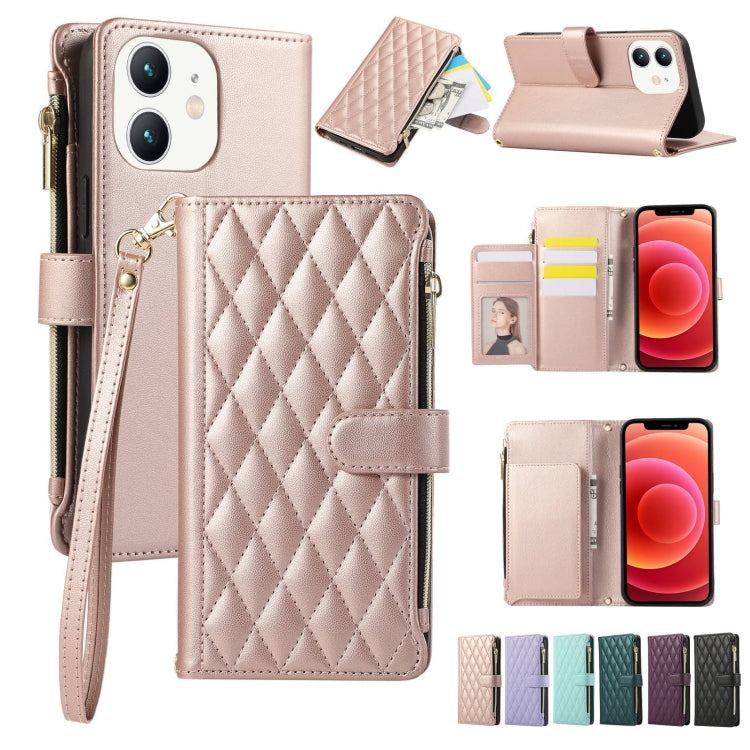 Rhombic Zipper Wallet Leather Phone Case, For iPhone 11 Pro Max, For iPhone 11, For iPhone 11 Pro, For iPhone X / XS