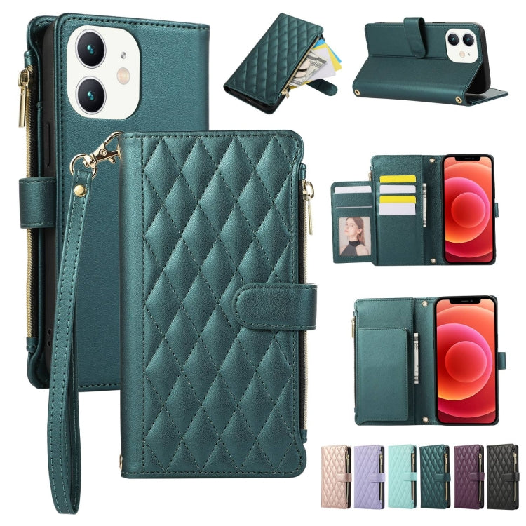 Rhombic Zipper Wallet Leather Phone Case, For iPhone 11 Pro Max, For iPhone 11, For iPhone 11 Pro, For iPhone X / XS