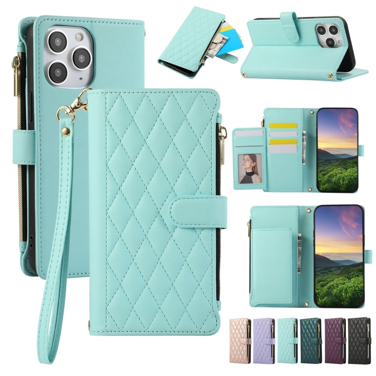 Rhombic Zipper Wallet Leather Phone Case, For iPhone 11 Pro Max, For iPhone 11, For iPhone 11 Pro, For iPhone X / XS