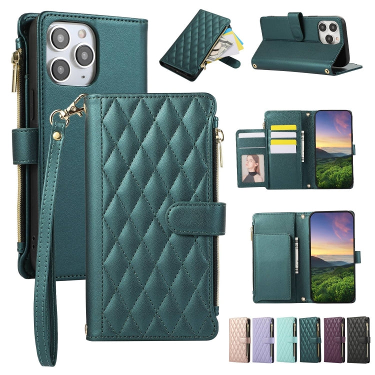 Rhombic Zipper Wallet Leather Phone Case, For iPhone 11 Pro Max, For iPhone 11, For iPhone 11 Pro, For iPhone X / XS
