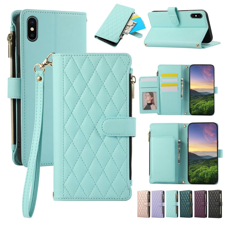 Rhombic Zipper Wallet Leather Phone Case, For iPhone 11 Pro Max, For iPhone 11, For iPhone 11 Pro, For iPhone X / XS