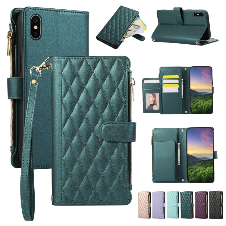 Rhombic Zipper Wallet Leather Phone Case, For iPhone 11 Pro Max, For iPhone 11, For iPhone 11 Pro, For iPhone X / XS