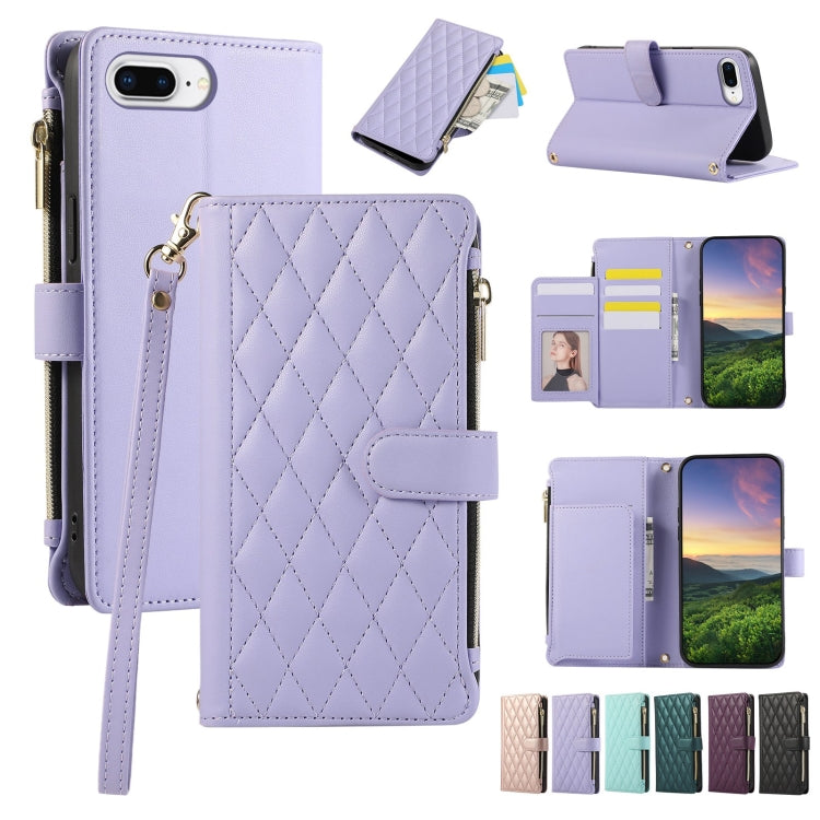 Rhombic Zipper Wallet Leather Phone Case, For iPhone XR, For iPhone XS Max, For iPhone 7 Plus / 8 Plus