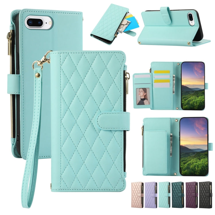 Rhombic Zipper Wallet Leather Phone Case, For iPhone XR, For iPhone XS Max, For iPhone 7 Plus / 8 Plus
