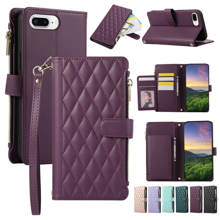 Rhombic Zipper Wallet Leather Phone Case, For iPhone XR, For iPhone XS Max, For iPhone 7 Plus / 8 Plus