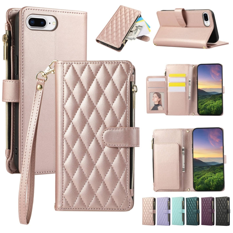 Rhombic Zipper Wallet Leather Phone Case, For iPhone XR, For iPhone XS Max, For iPhone 7 Plus / 8 Plus