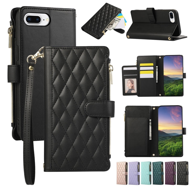 Rhombic Zipper Wallet Leather Phone Case, For iPhone XR, For iPhone XS Max, For iPhone 7 Plus / 8 Plus