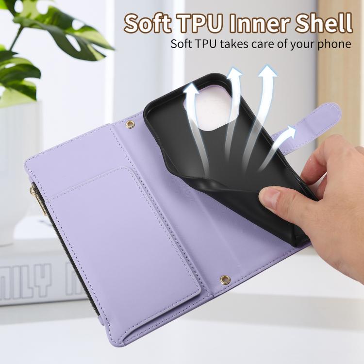 Rhombic Zipper Wallet Leather Phone Case, For iPhone 16 Pro Max, For iPhone 16 Pro, For iPhone 16 Plus, For iPhone 16