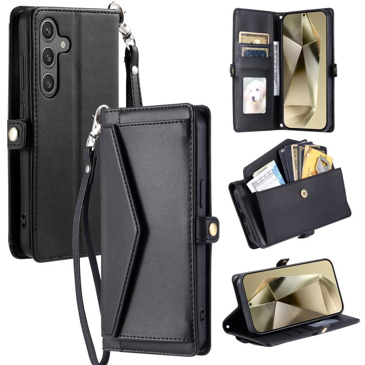 Wallet Multi-card Slot Leather Phone Case with Lanyard, For Samsung Galaxy S25 FE 5G, For Samsung Galaxy S25 Edge 5G, For Samsung Galaxy S25 5G, For Samsung Galaxy S25+ 5G