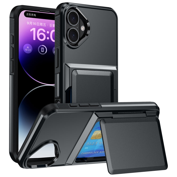 Card Slot Holder Phone Case, For iPhone 16 Pro Max, For iPhone 16 Pro, For iPhone 16 Plus, For iPhone 16
