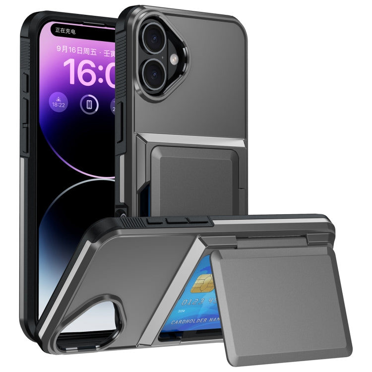 Card Slot Holder Phone Case, For iPhone 16 Pro Max, For iPhone 16 Pro, For iPhone 16 Plus, For iPhone 16