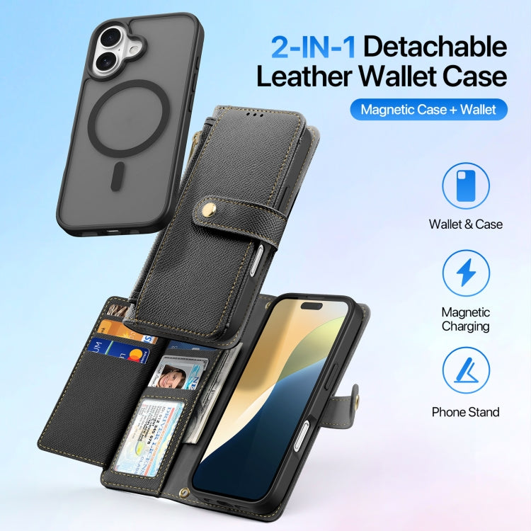 DUX DUCIS Lawa Series 2 in 1 Wallet Zipper Detachable MagSafe Phone Case with Lanyard, For iPhone 16, For iPhone 15 Pro Max, For iPhone 15 Pro, For iPhone 15 Plus, For iPhone 15