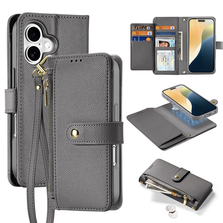 DUX DUCIS Lawa Series 2 in 1 Wallet Zipper Detachable MagSafe Phone Case with Lanyard, For iPhone 16, For iPhone 15 Pro Max, For iPhone 15 Pro, For iPhone 15 Plus, For iPhone 15