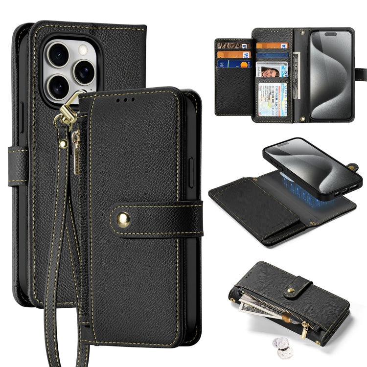 DUX DUCIS Lawa Series 2 in 1 Wallet Zipper Detachable MagSafe Phone Case with Lanyard, For iPhone 16, For iPhone 15 Pro Max, For iPhone 15 Pro, For iPhone 15 Plus, For iPhone 15