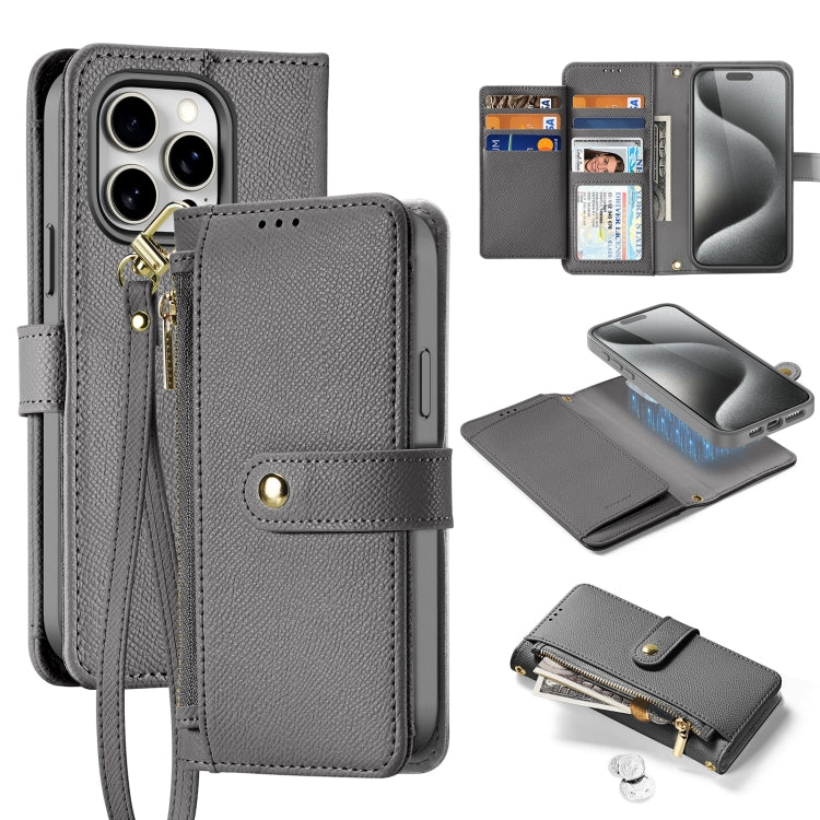 DUX DUCIS Lawa Series 2 in 1 Wallet Zipper Detachable MagSafe Phone Case with Lanyard, For iPhone 16, For iPhone 15 Pro Max, For iPhone 15 Pro, For iPhone 15 Plus, For iPhone 15