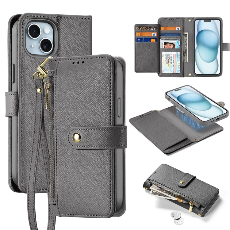 DUX DUCIS Lawa Series 2 in 1 Wallet Zipper Detachable MagSafe Phone Case with Lanyard, For iPhone 16, For iPhone 15 Pro Max, For iPhone 15 Pro, For iPhone 15 Plus, For iPhone 15