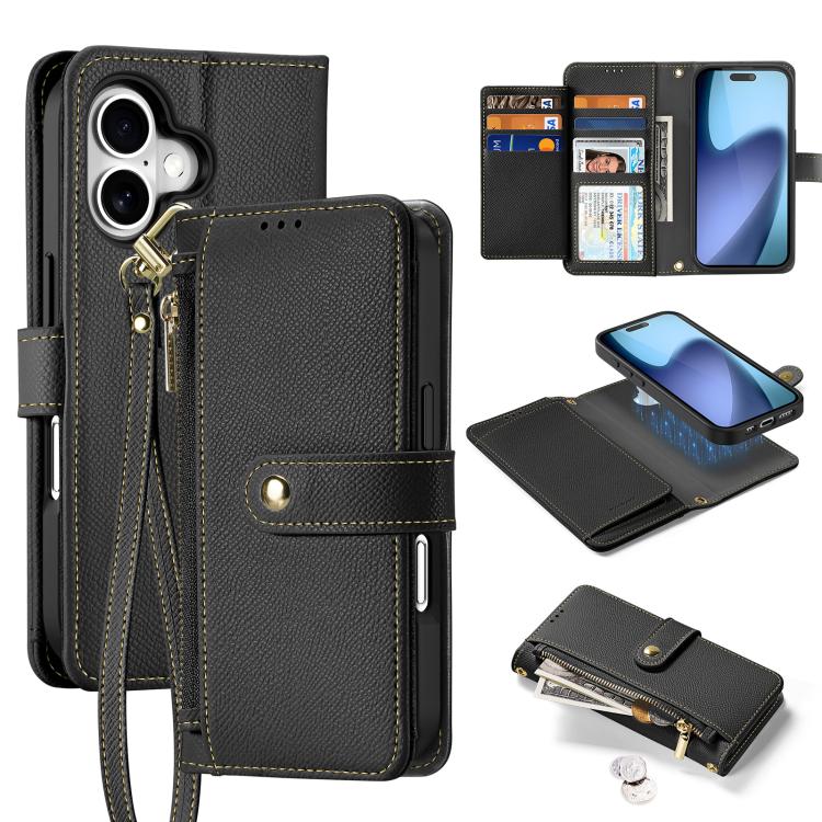 DUX DUCIS Lawa Series 2 in 1 Wallet Zipper Detachable MagSafe Phone Case with Lanyard, For iPhone 17 Pro Max, For iPhone 17 Pro, For iPhone 17, For iPhone 17 Air, iPhone 16e, For iPhone 16 Pro Max, For iPhone 16 Pro, For iPhone 16 Plus