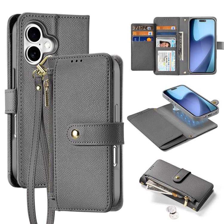 DUX DUCIS Lawa Series 2 in 1 Wallet Zipper Detachable MagSafe Phone Case with Lanyard, For iPhone 17 Pro Max, For iPhone 17 Pro, For iPhone 17, For iPhone 17 Air, iPhone 16e, For iPhone 16 Pro Max, For iPhone 16 Pro, For iPhone 16 Plus