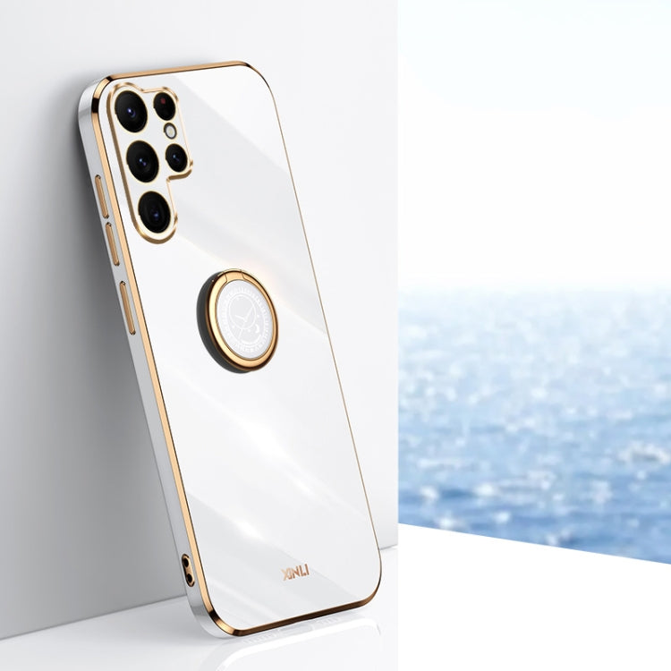 XINLI Straight Edge 6D Electroplate TPU Phone Case with Ring Holder