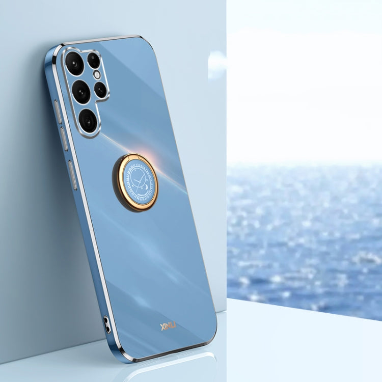 XINLI Straight Edge 6D Electroplate TPU Phone Case with Ring Holder