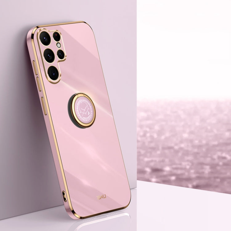 XINLI Straight Edge 6D Electroplate TPU Phone Case with Ring Holder