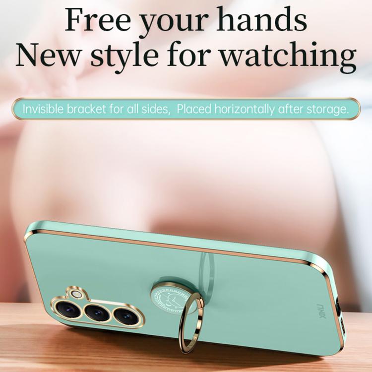 XINLI Straight Edge 6D Electroplate TPU Phone Case with Ring Holder