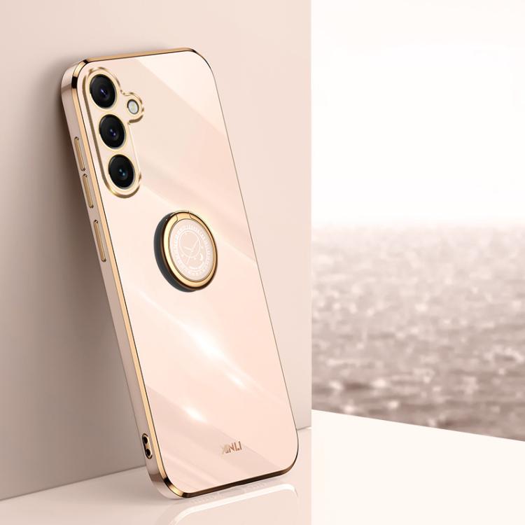 XINLI Straight Edge 6D Electroplate TPU Phone Case with Ring Holder