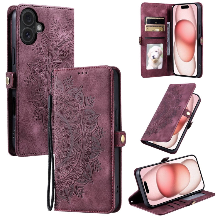 Skin Feel Totem Embossed Leather Phone Case, For iPhone 16, For iPhone 15 Pro Max, For iPhone 15 Pro, For iPhone 15 Plus