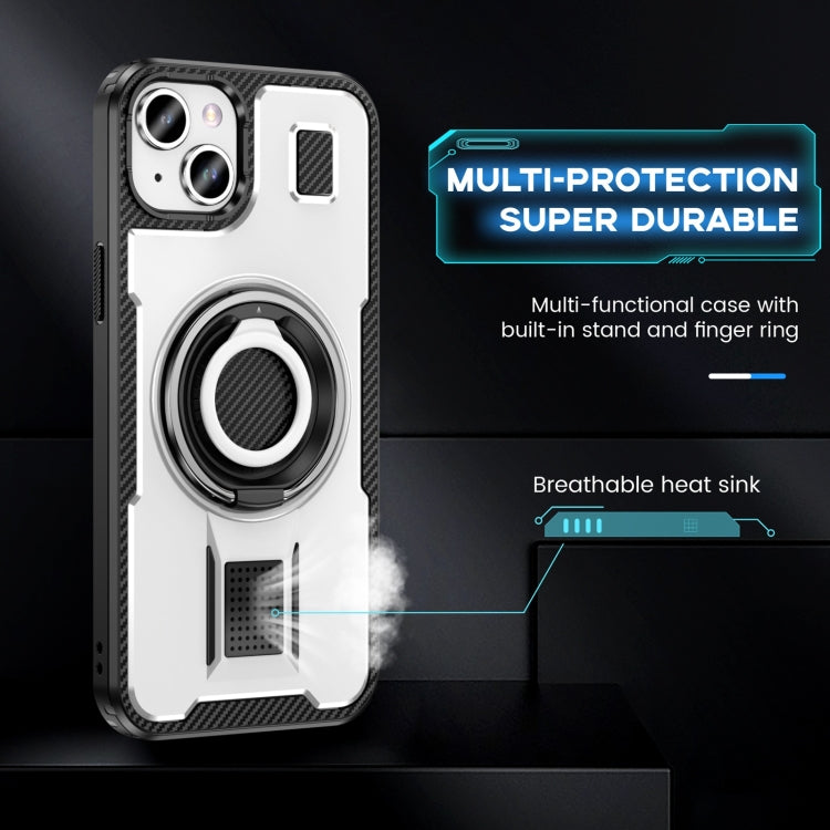 Ring Holder Carbon Fiber PC Hybrid TPU Phone Case, For iPhone 15 Plus / 14 Plus, For iPhone 15, For iPhone 14 / 13